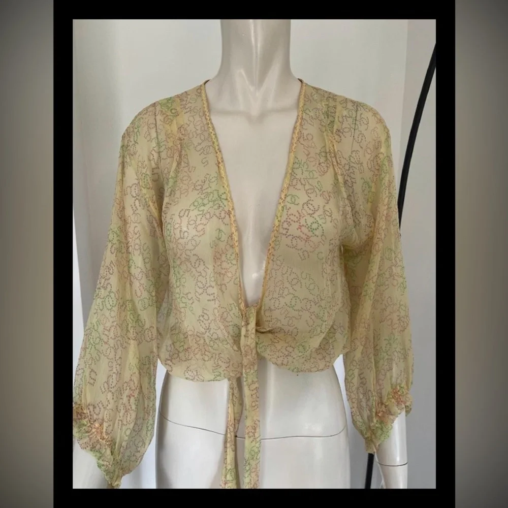 NWT Chanel Sheer Tie-Front Top - Yellow